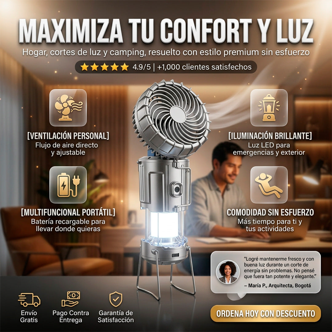 Lámpara Ventilador Lumix 3 en 1 ⭐