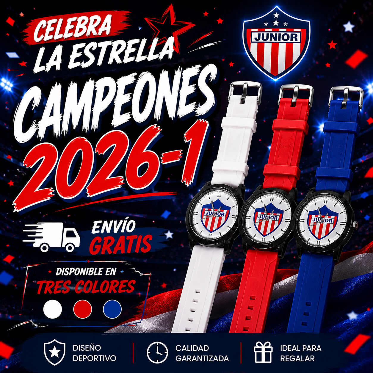 Reloj Junior ⭐ Edición Campeones 🦈🤍❤️💙 (Stock Limitado)