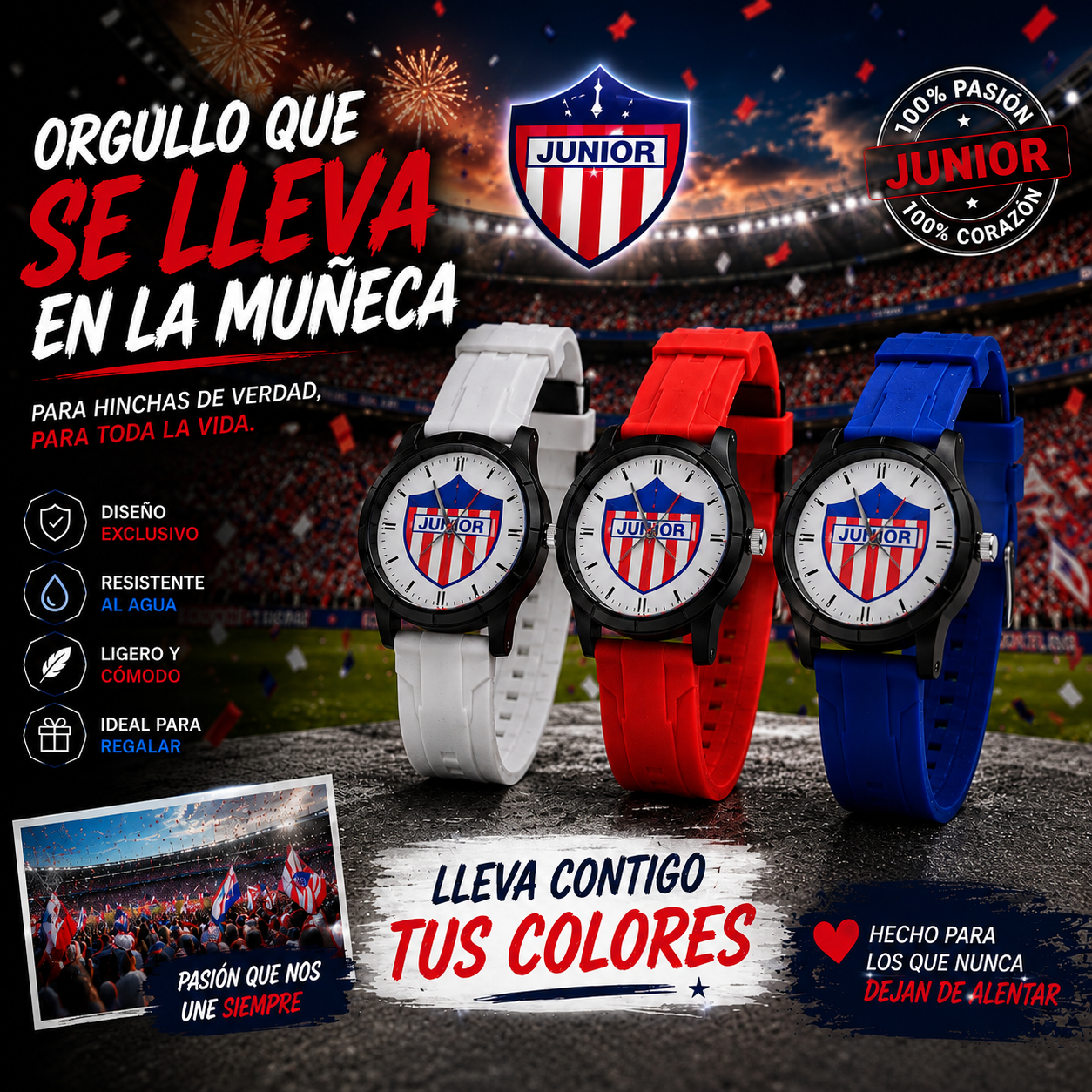 Reloj Junior ⭐ Edición Campeones 🦈🤍❤️💙 (Stock Limitado)
