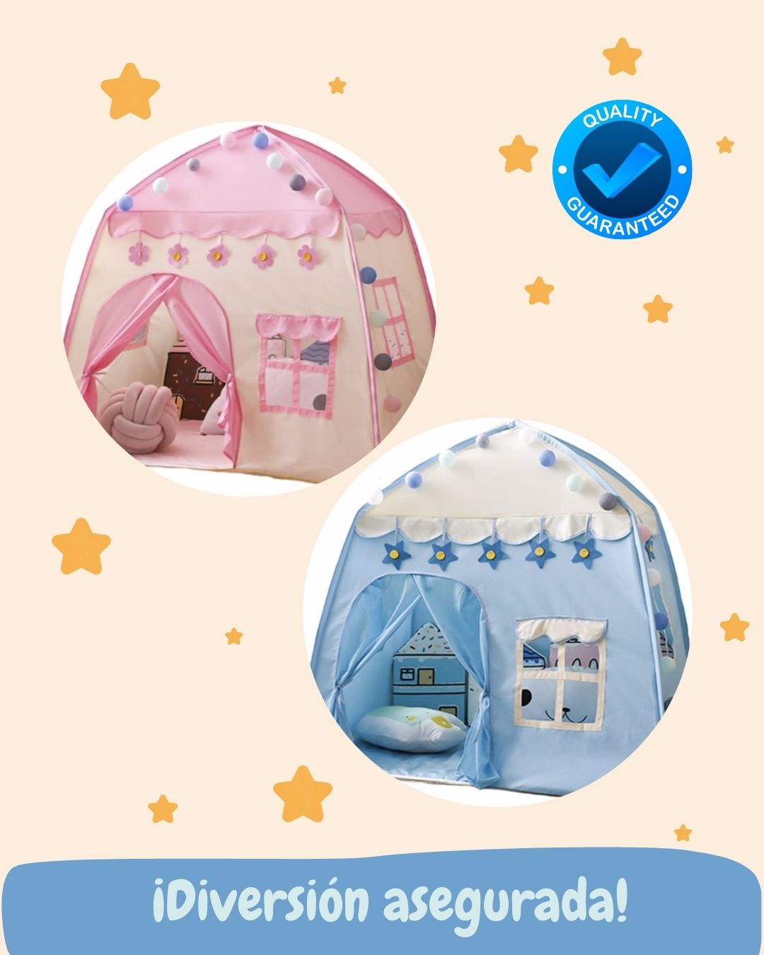 Carpa Infantil 🎪Fantasy House 🏡(Incluye cortinas decorativas)