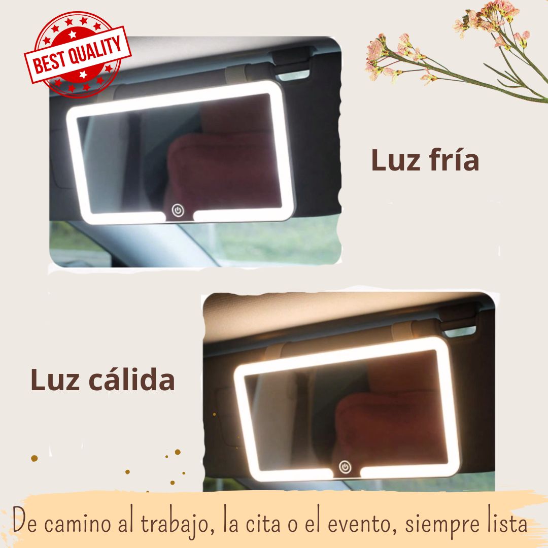 Espejo LED Portátil para Carro 💄DriveBeauty Pro✨(Luz Profesional Táctil)