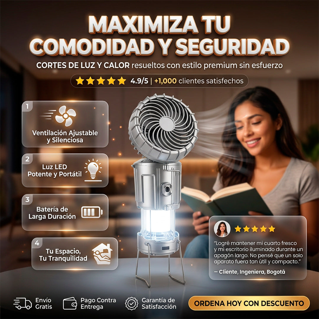 Lámpara Ventilador Lumix 3 en 1 ⭐