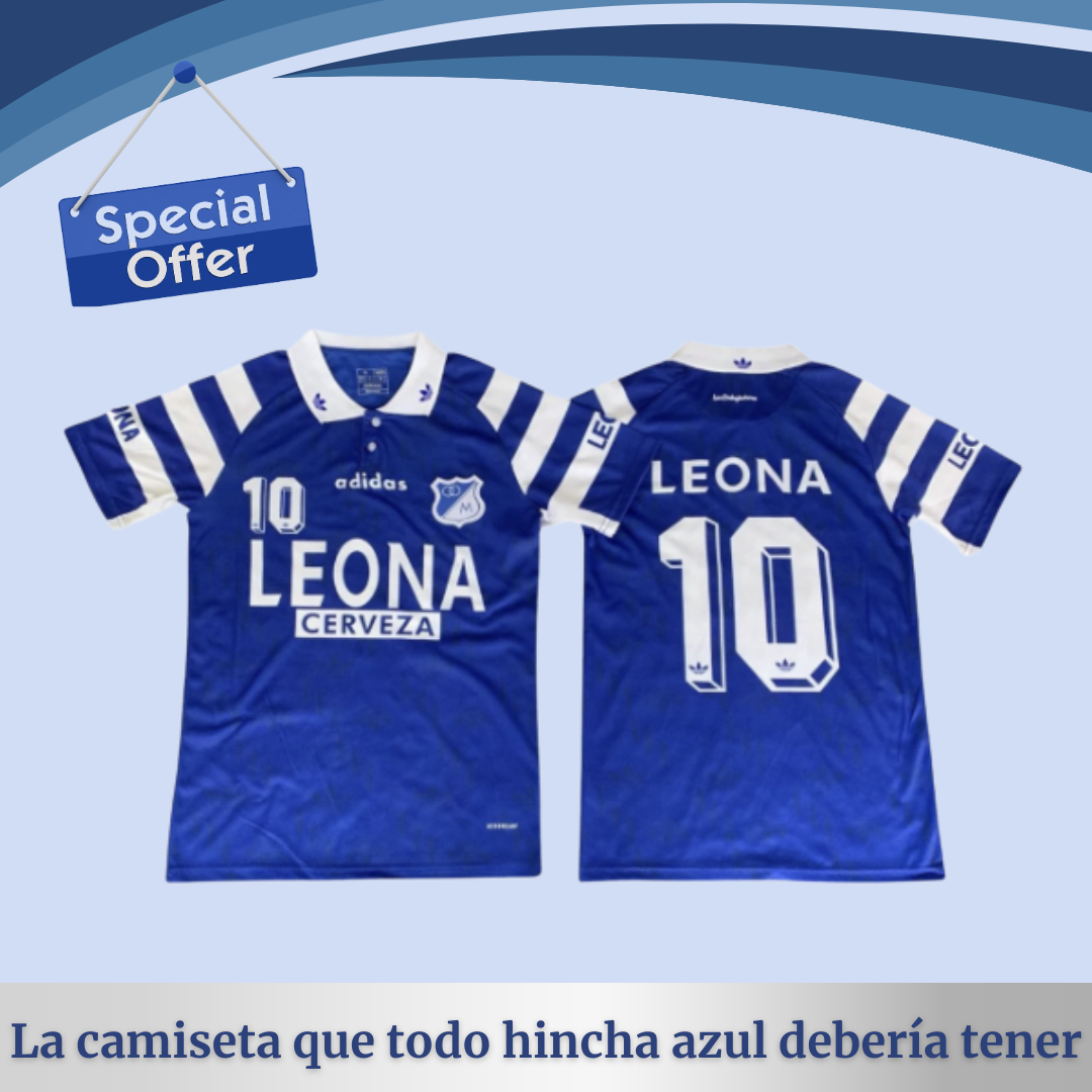 Camiseta Millos ⚽ Edición Retro LEONA 💙🤍